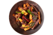 beef with crispy eggplant